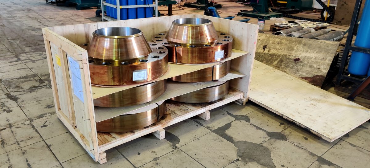 Clad rings ready for despatch