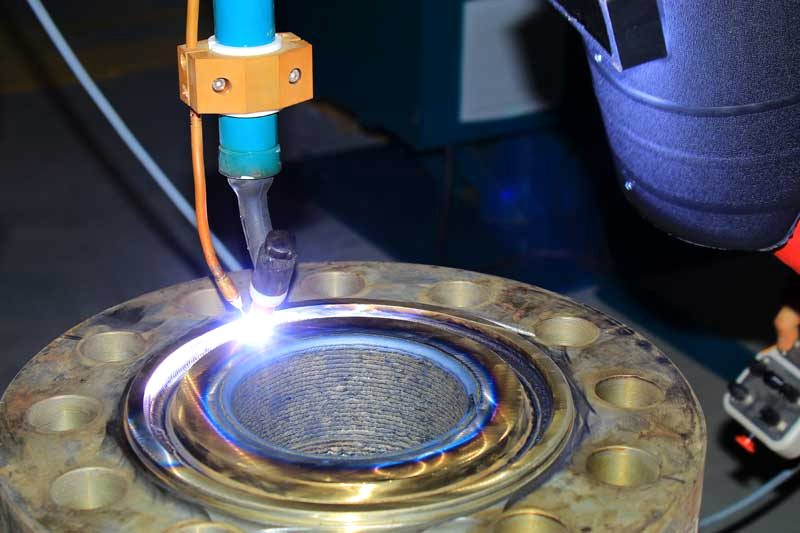 GTAW overlay on a flange face